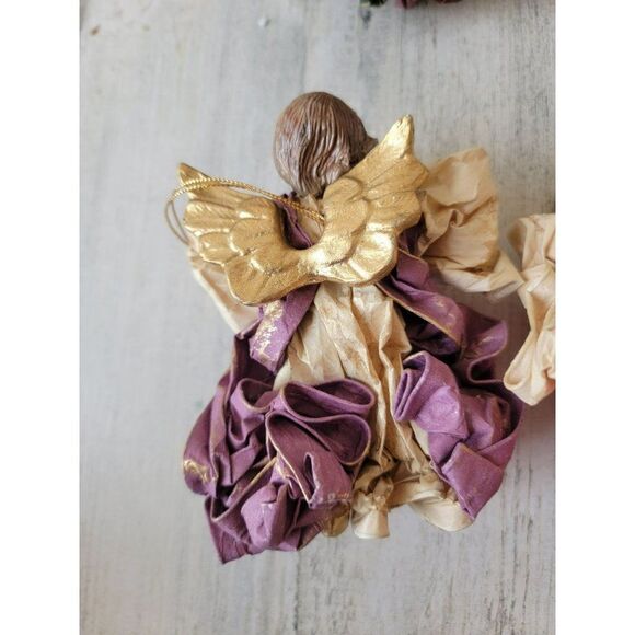 Rustic cherub Angel instrument band set horn violin Xmas ornament - Picture 10 of 15